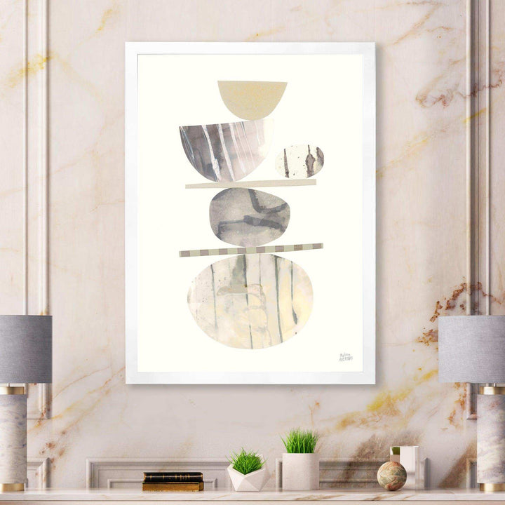 Geometric Balance Neutral II - Shabby Chic Bedroom Wall Art