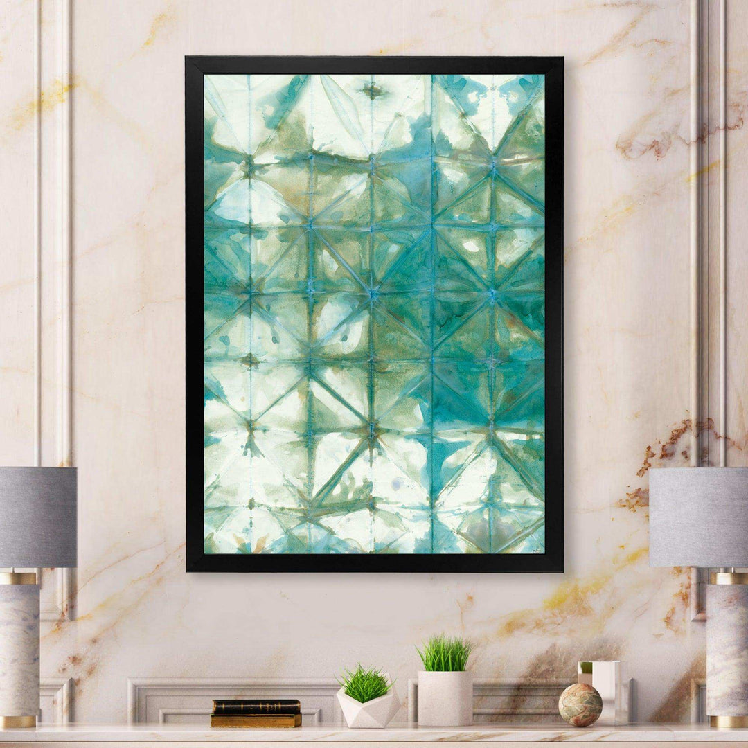 Turquoise Watercolor geometrical III - Mid-Century Modern Bedroom Wall Art