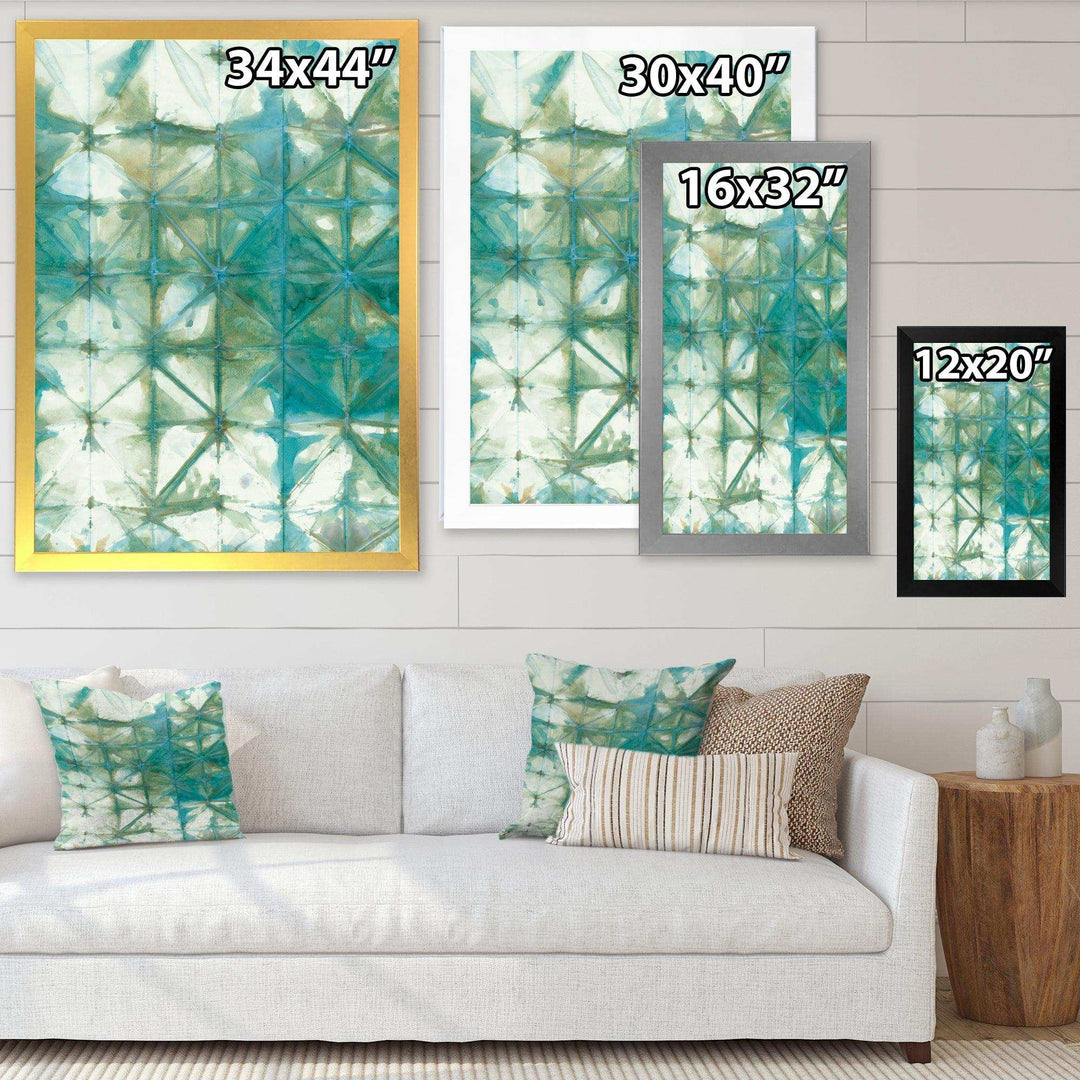 Turquoise Watercolor geometrical III - Mid-Century Modern Bedroom Wall Art