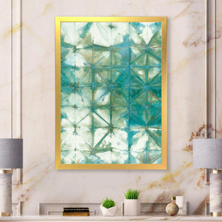 Turquoise Watercolor geometrical III - Mid-Century Modern Bedroom Wall Art