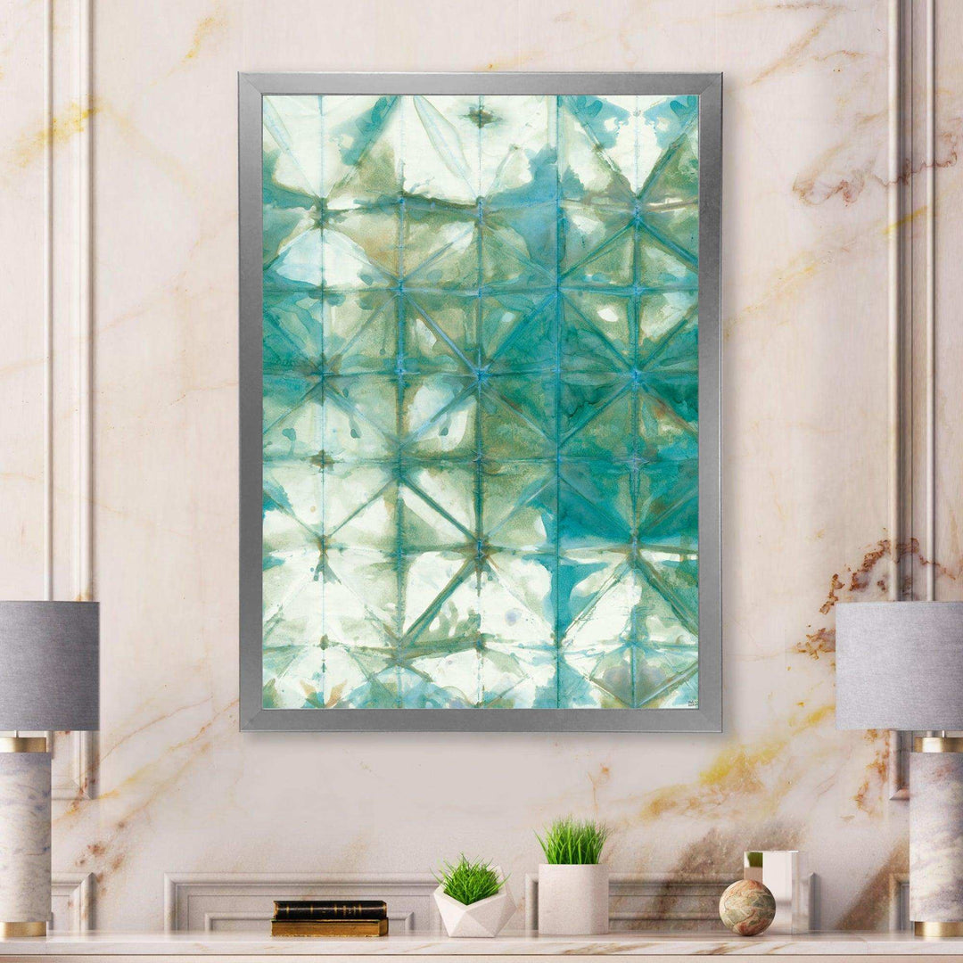 Turquoise Watercolor geometrical III - Mid-Century Modern Bedroom Wall Art