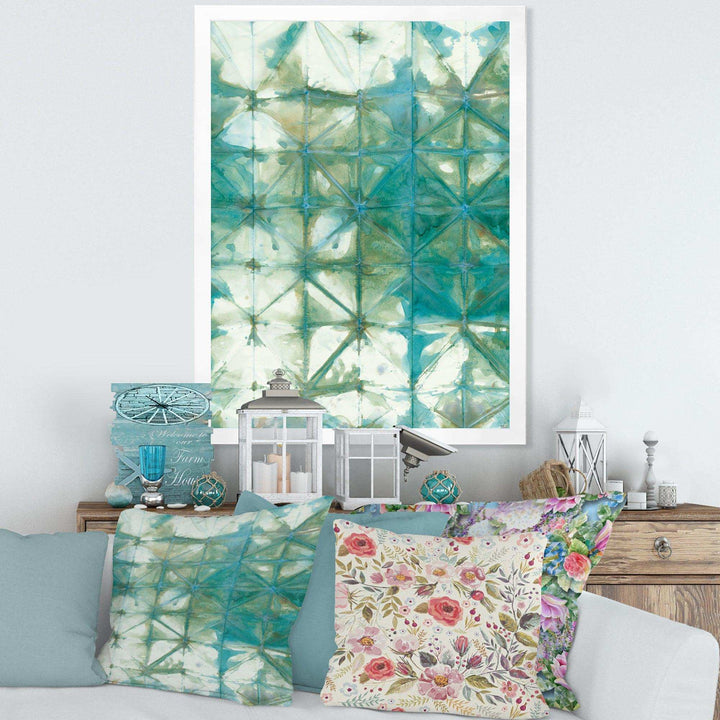 Turquoise Watercolor geometrical III - Mid-Century Modern Bedroom Wall Art