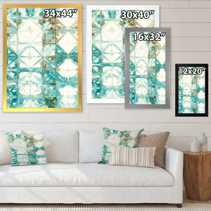 Turquoise Watercolor geometrical IV - Mid-Century Modern Wall Art Prints
