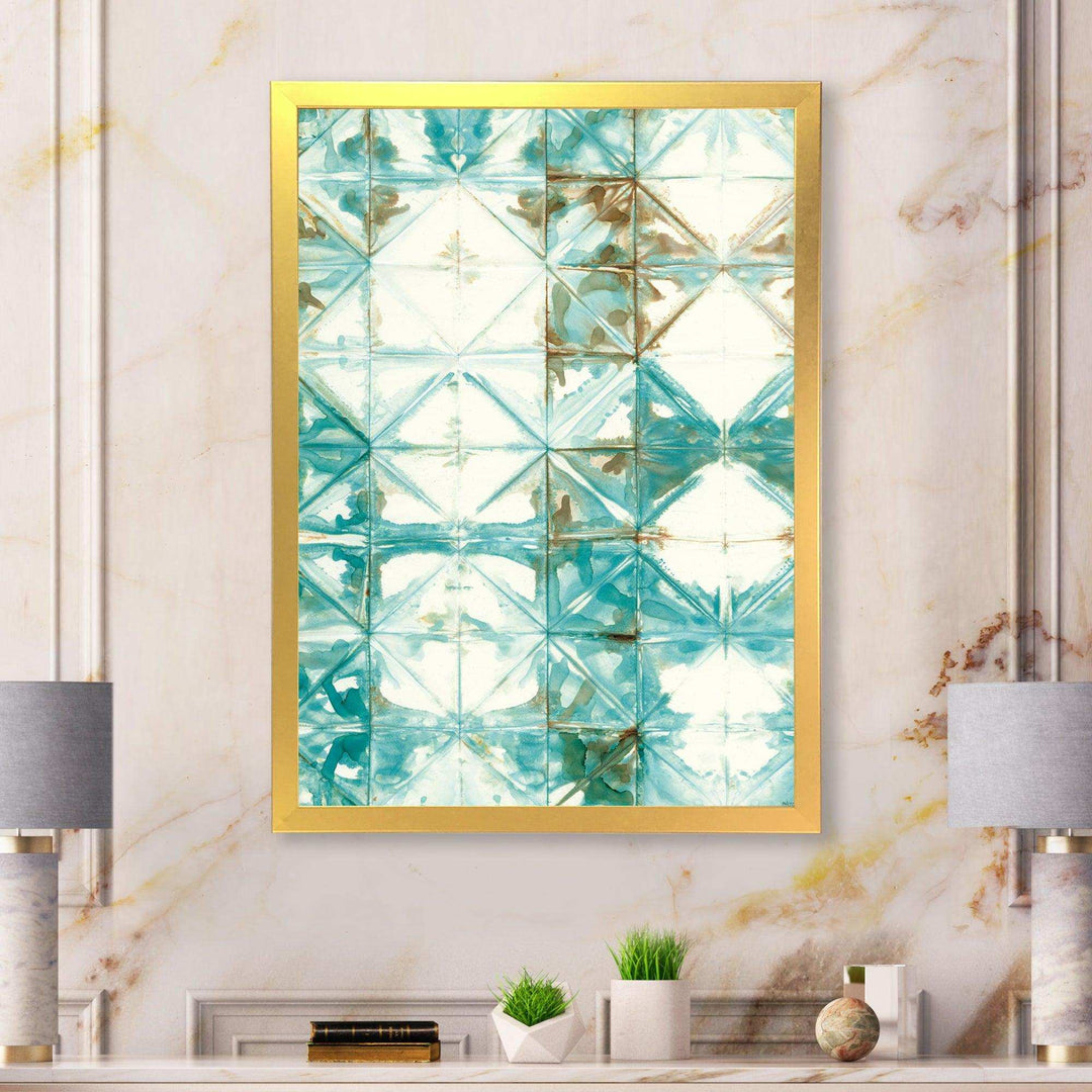 Turquoise Watercolor geometrical IV - Mid-Century Modern Wall Art Prints