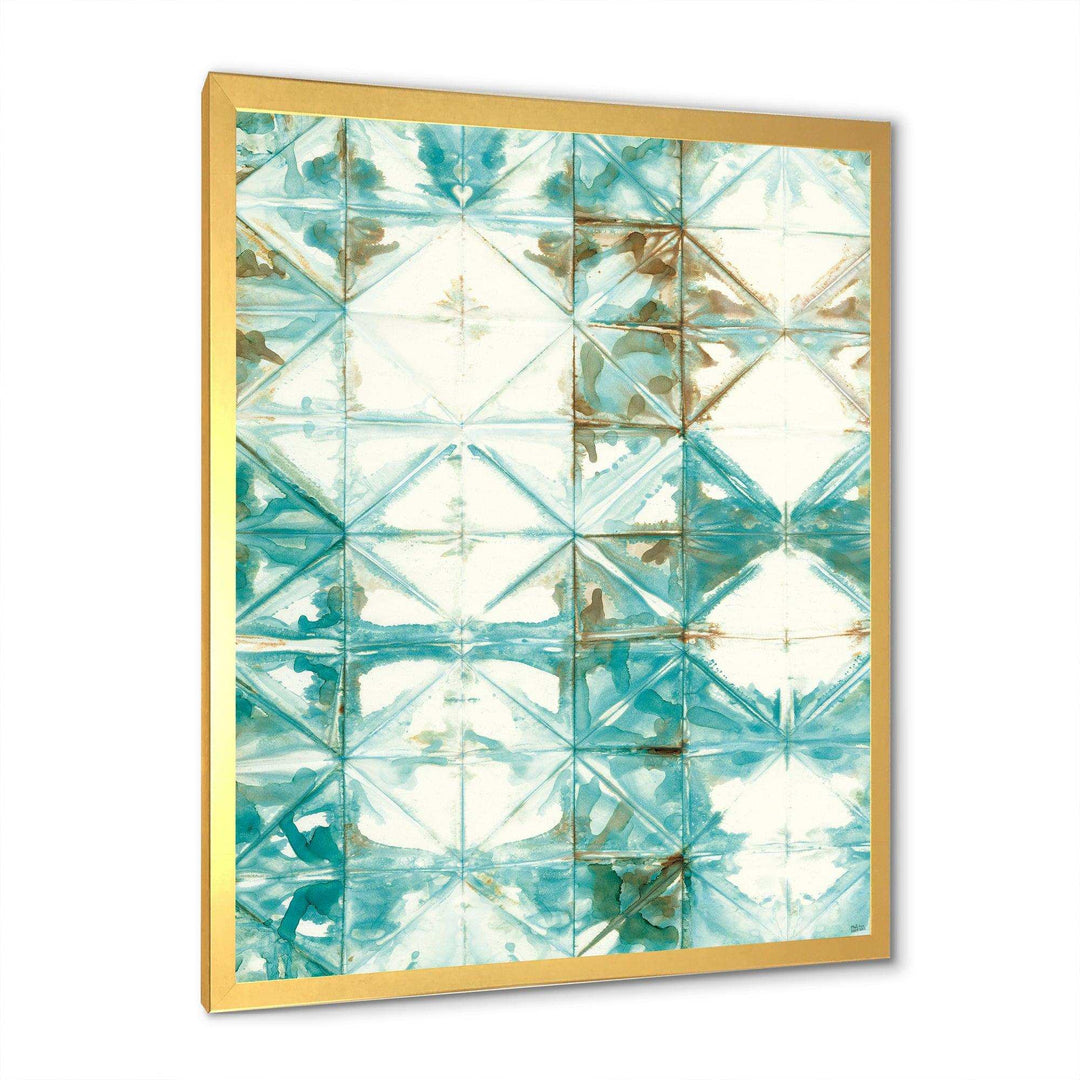 Turquoise Watercolor geometrical IV - Mid-Century Modern Wall Art Prints