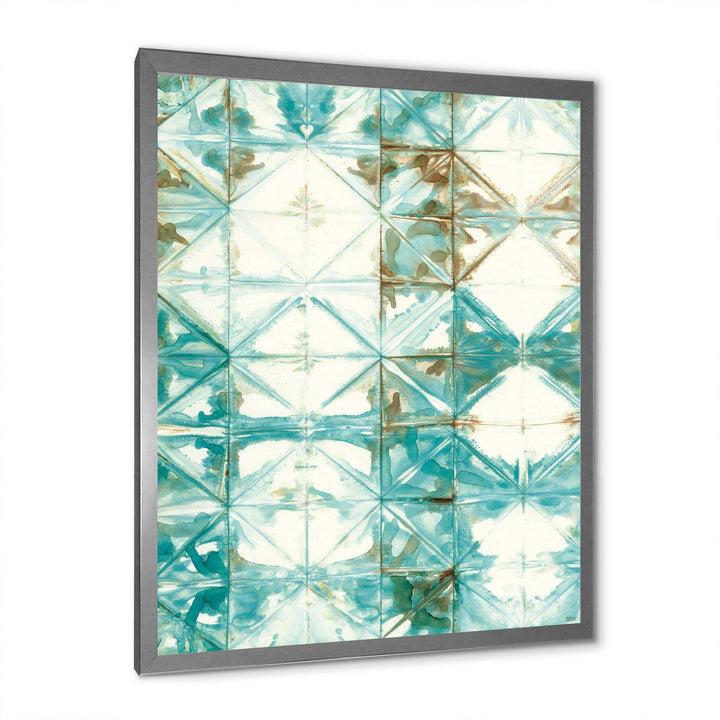Turquoise Watercolor geometrical IV - Mid-Century Modern Wall Art Prints