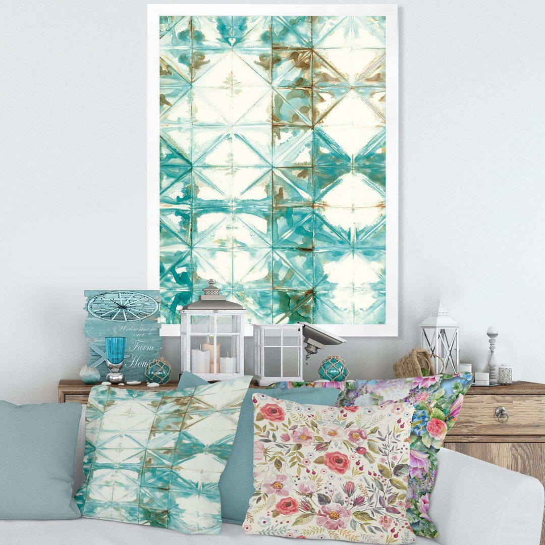 Turquoise Watercolor geometrical IV - Mid-Century Modern Wall Art Prints