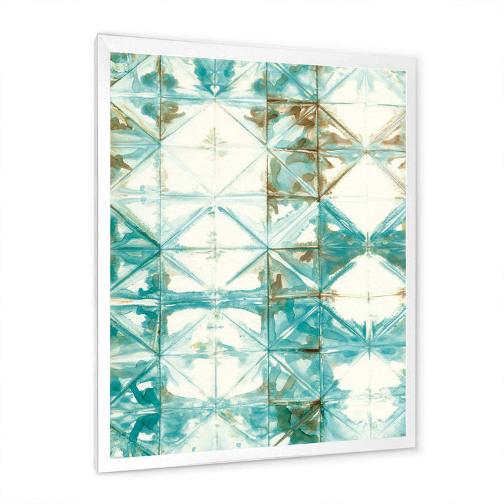 Turquoise Watercolor geometrical IV - Mid-Century Modern Wall Art Prints