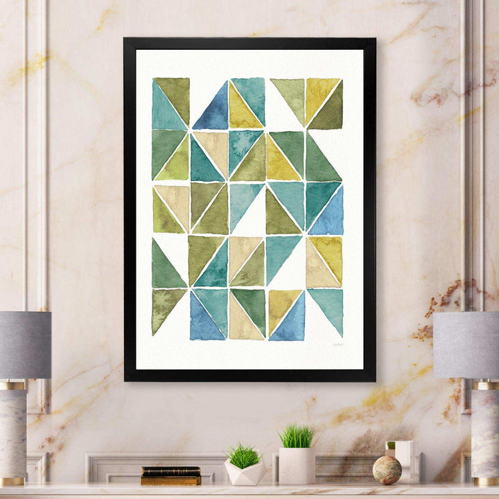 geometric Green Triangle I - Mid-Century Modern Bedroom Wall Art