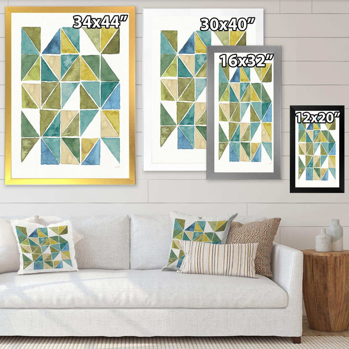 geometric Green Triangle I - Mid-Century Modern Bedroom Wall Art