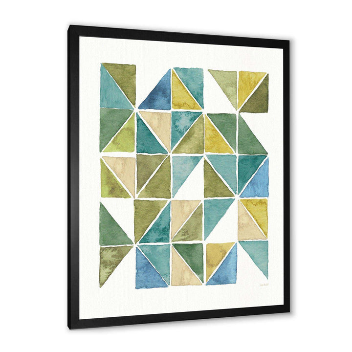 geometric Green Triangle I - Mid-Century Modern Bedroom Wall Art