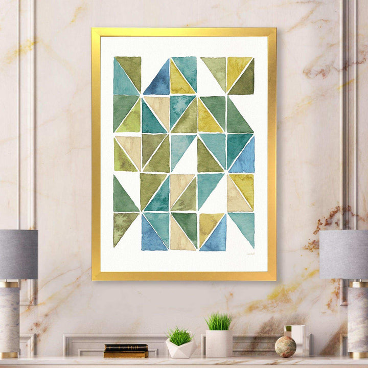 geometric Green Triangle I - Mid-Century Modern Bedroom Wall Art