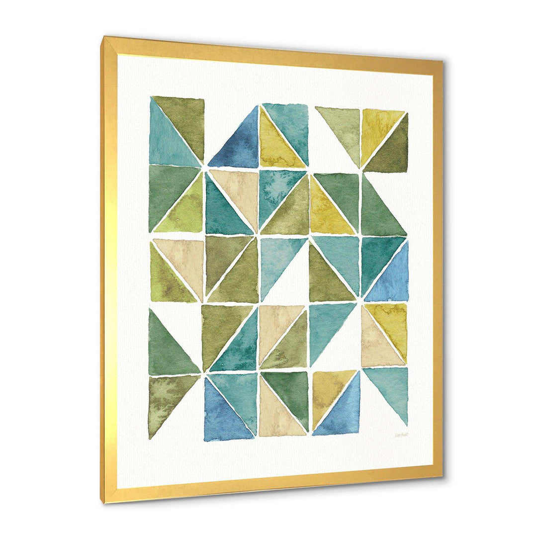 geometric Green Triangle I - Mid-Century Modern Bedroom Wall Art