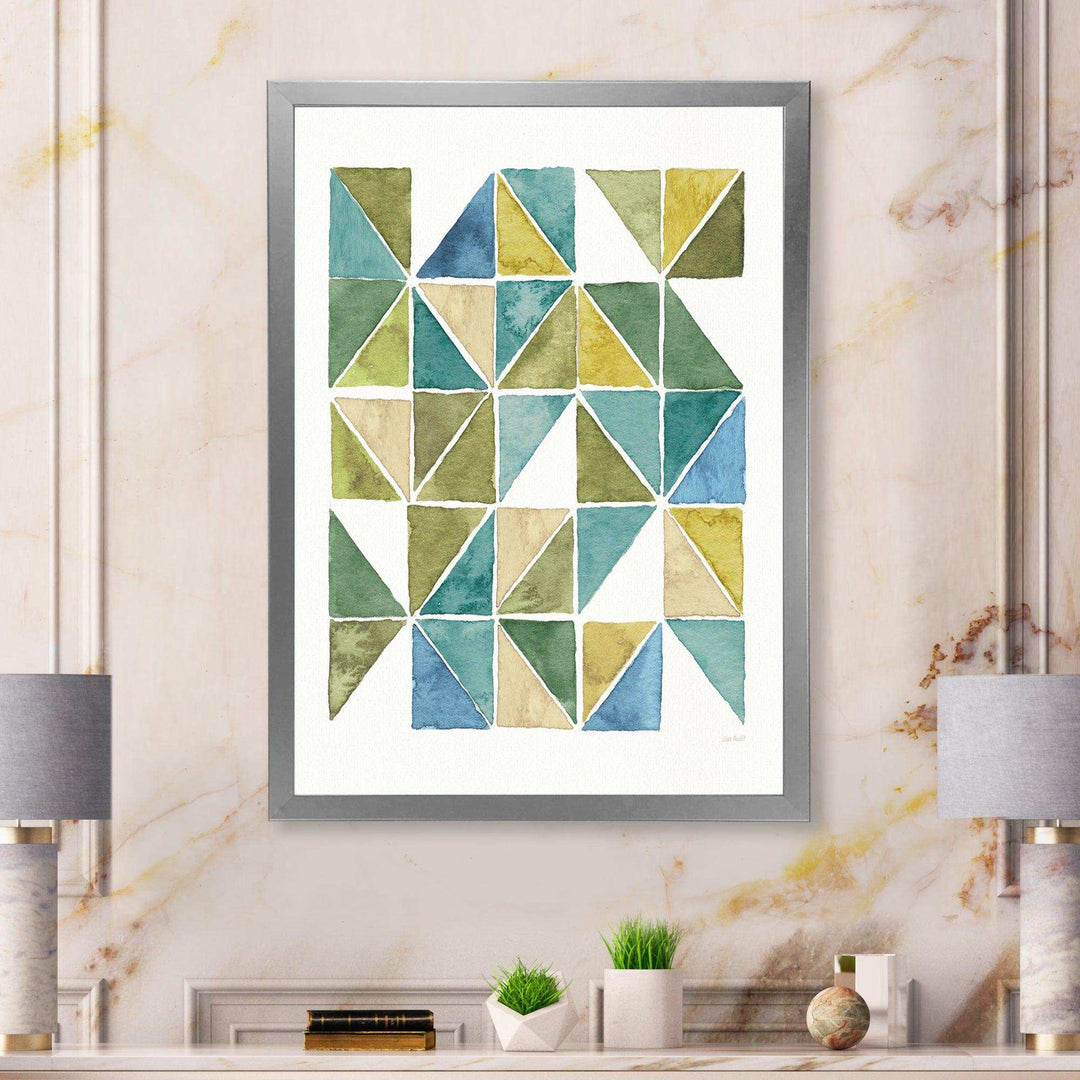 geometric Green Triangle I - Mid-Century Modern Bedroom Wall Art
