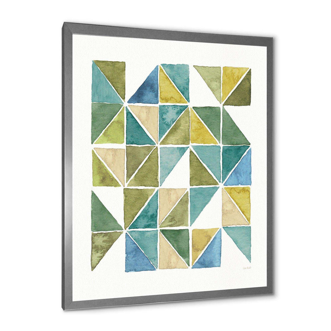 geometric Green Triangle I - Mid-Century Modern Bedroom Wall Art