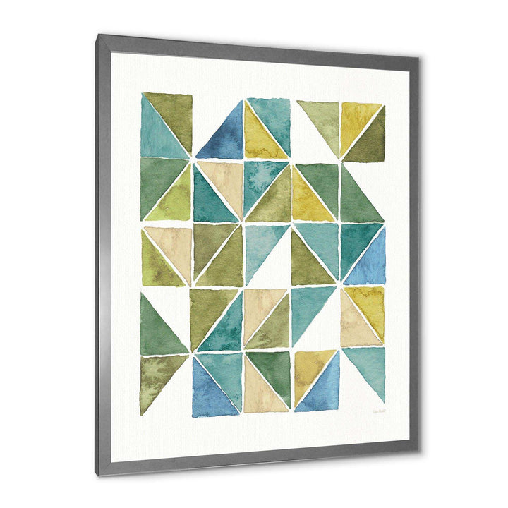 geometric Green Triangle I - Mid-Century Modern Bedroom Wall Art