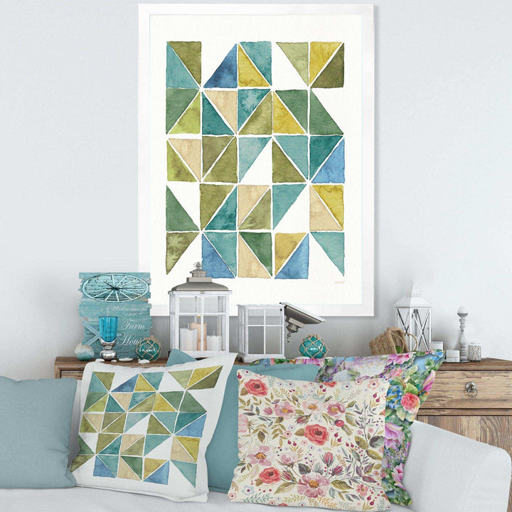 geometric Green Triangle I - Mid-Century Modern Bedroom Wall Art