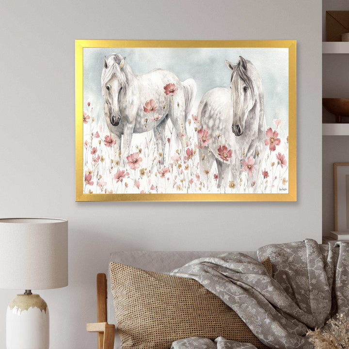 watercolors Pink Wild Horses