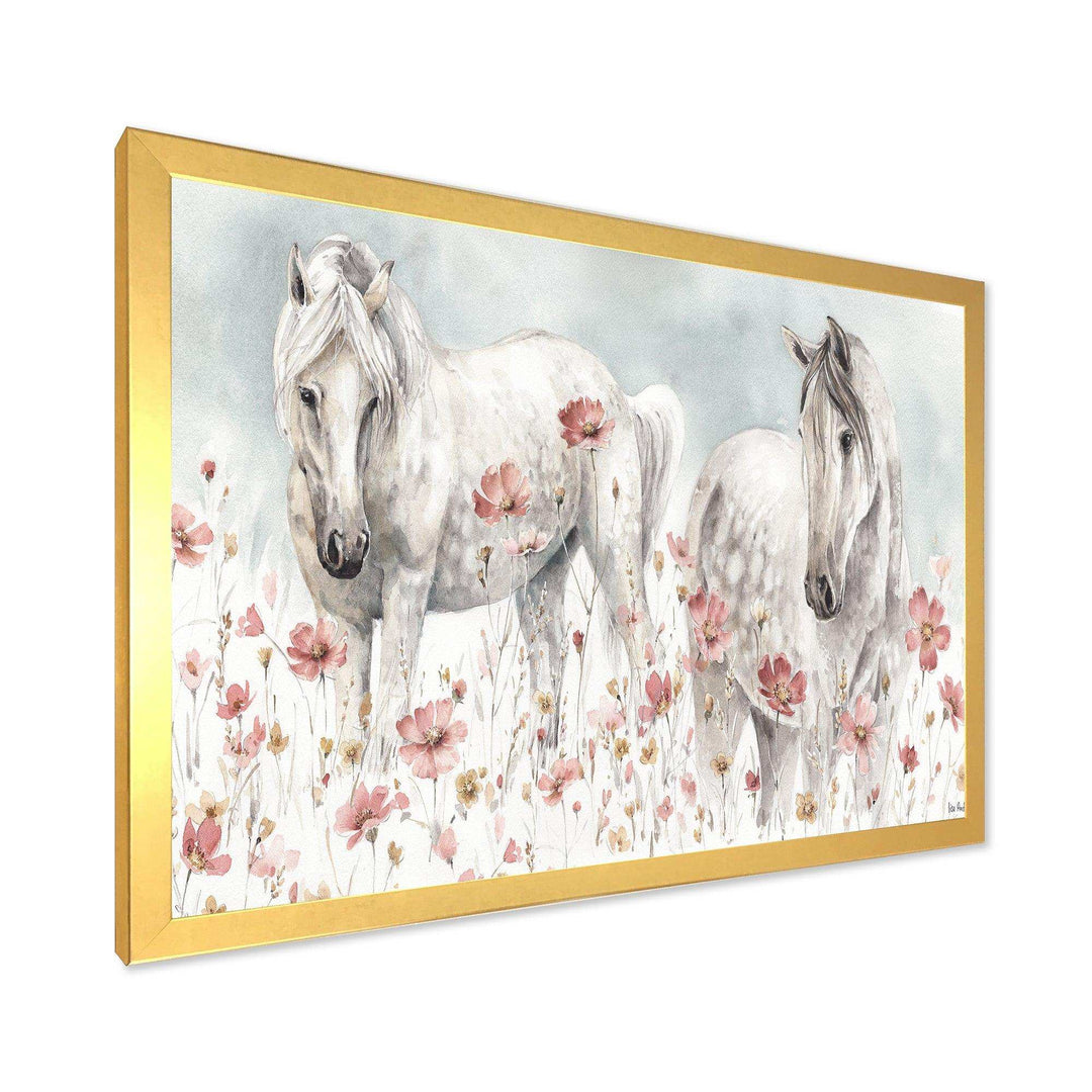 watercolors Pink Wild Horses