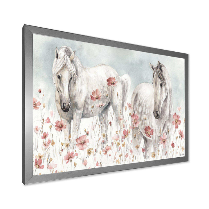 watercolors Pink Wild Horses