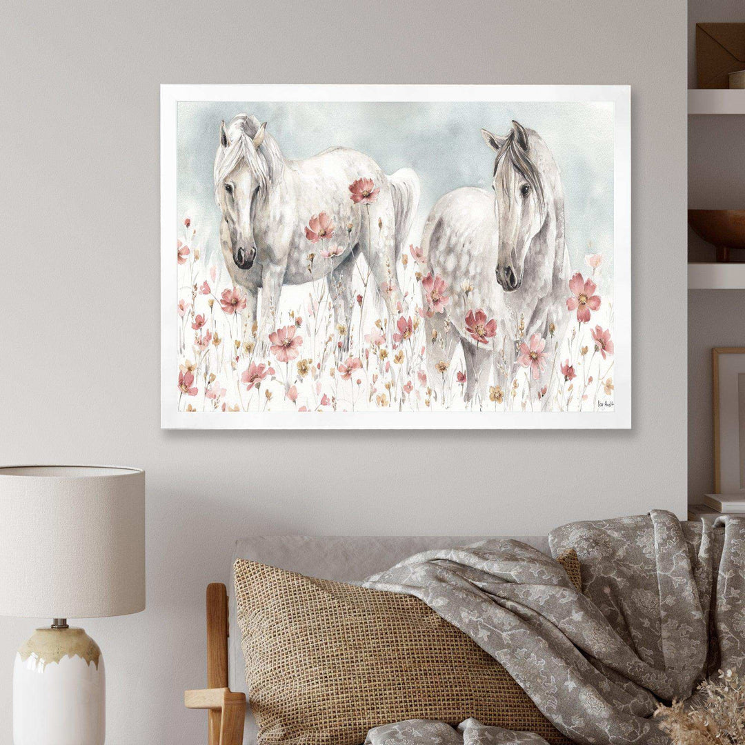 watercolors Pink Wild Horses