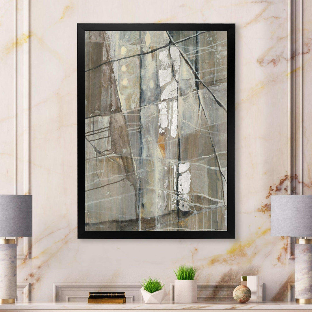 Grey Silver Geometric Composition - Modern Living Room Wall Decor