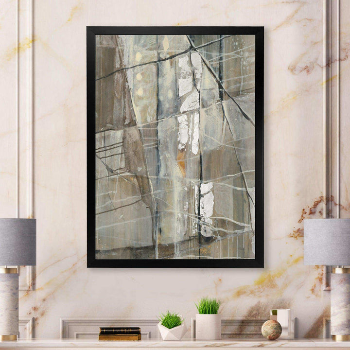 Grey Silver Geometric Composition - Modern Living Room Wall Decor