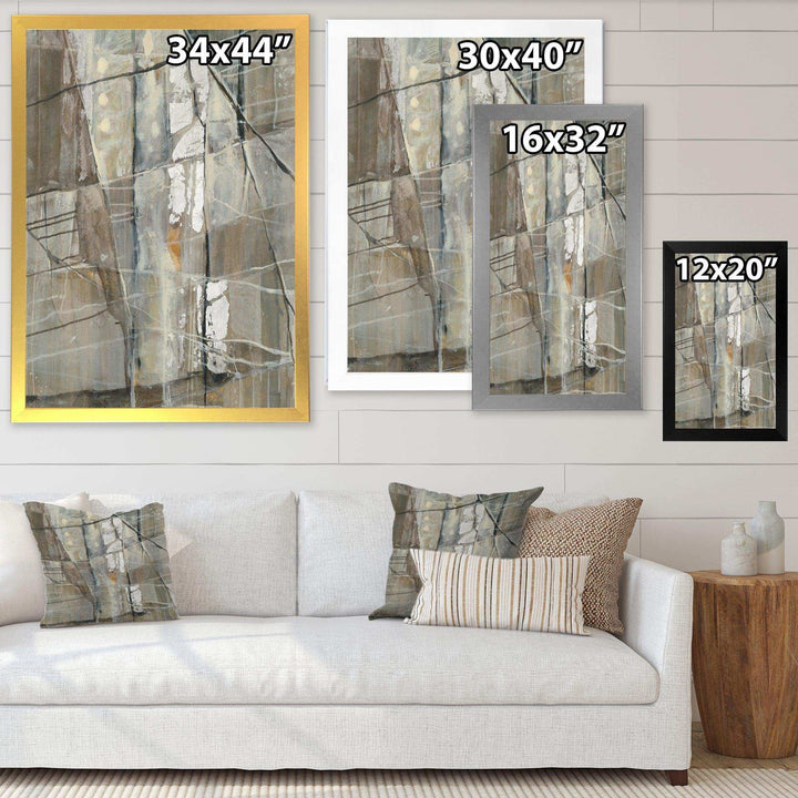 Grey Silver Geometric Composition - Modern Living Room Wall Decor