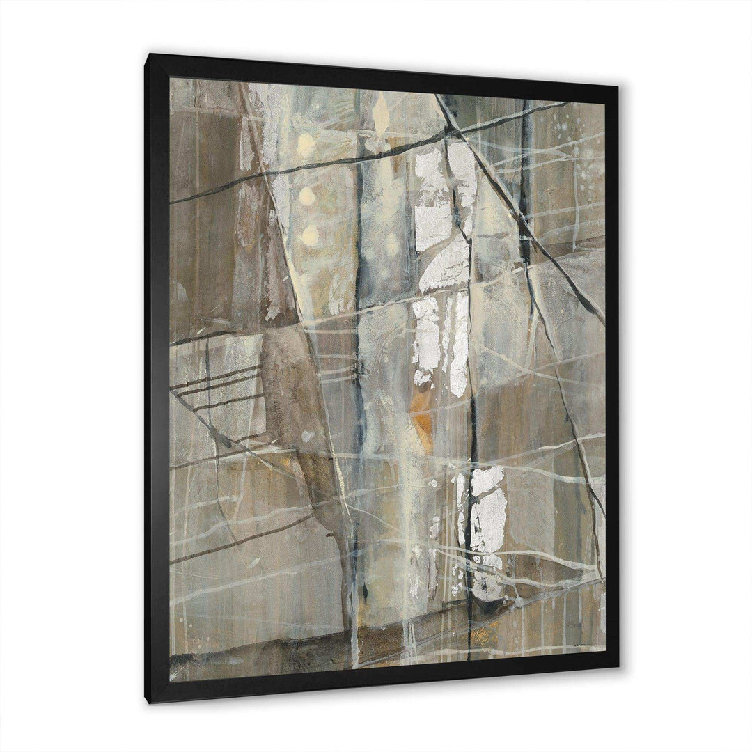 Grey Silver Geometric Composition - Modern Living Room Wall Decor