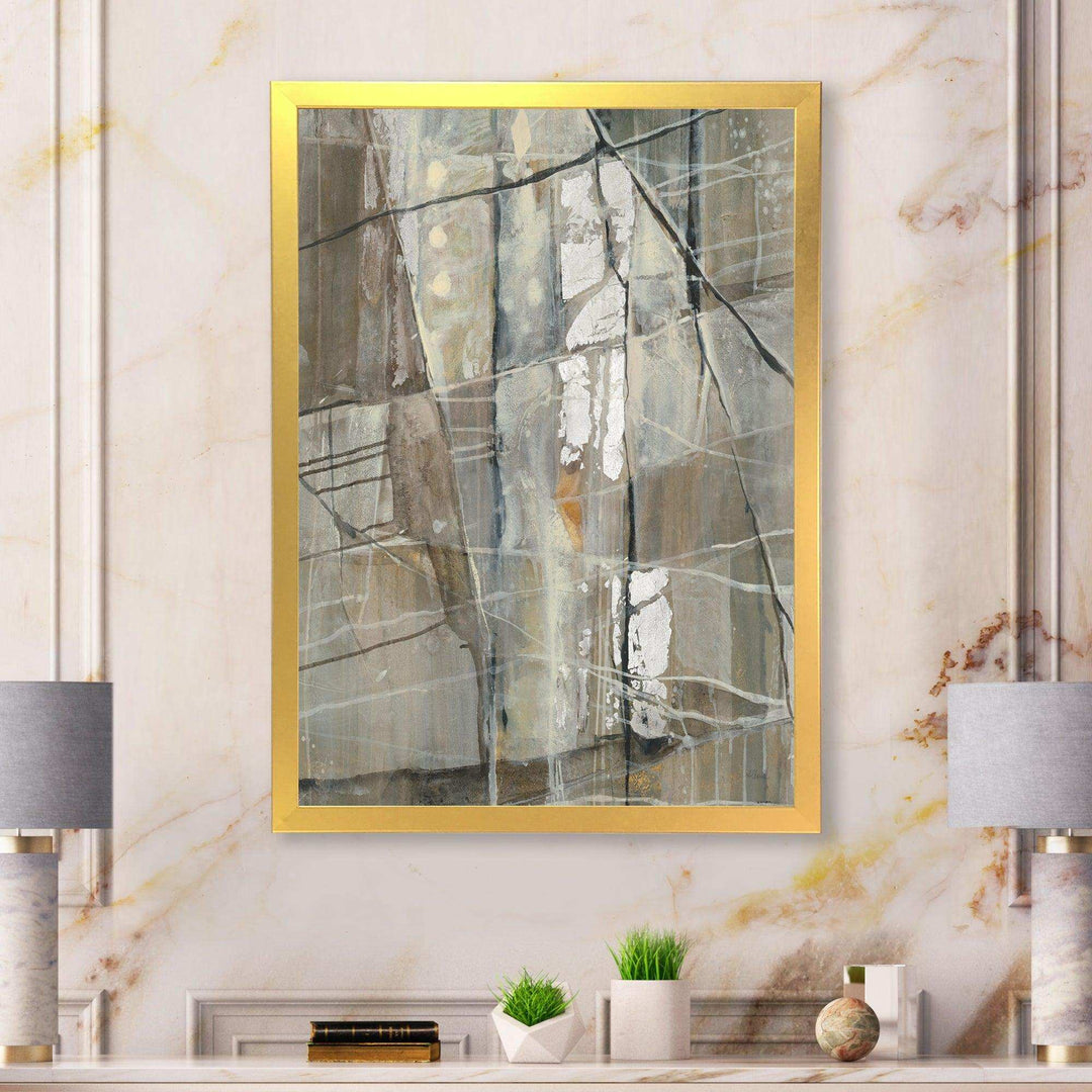 Grey Silver Geometric Composition - Modern Living Room Wall Decor