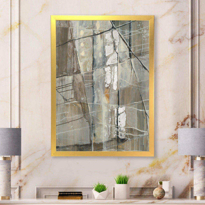 Grey Silver Geometric Composition - Modern Living Room Wall Decor