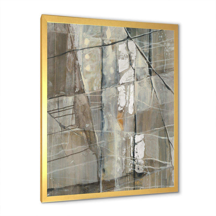 Grey Silver Geometric Composition - Modern Living Room Wall Decor