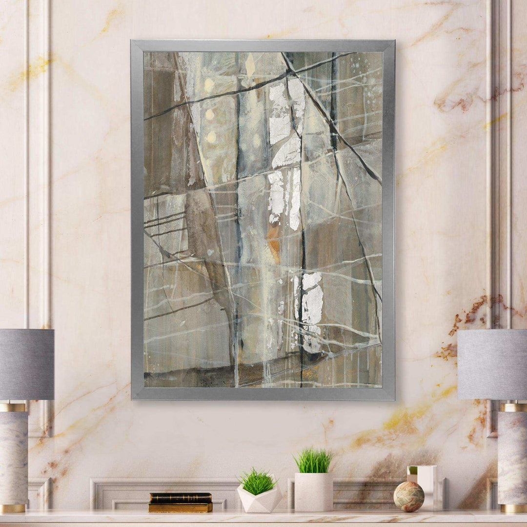 Grey Silver Geometric Composition - Modern Living Room Wall Decor