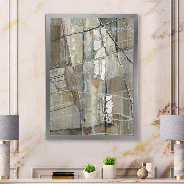 Grey Silver Geometric Composition - Modern Living Room Wall Decor