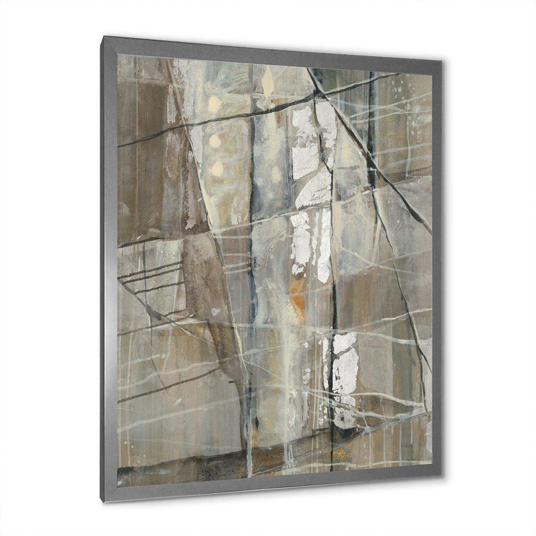 Grey Silver Geometric Composition - Modern Living Room Wall Decor