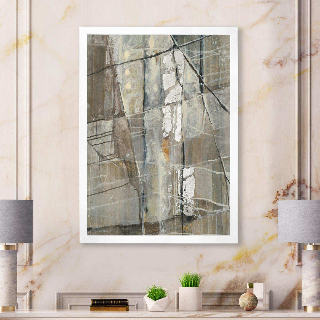 Grey Silver Geometric Composition - Modern Living Room Wall Decor