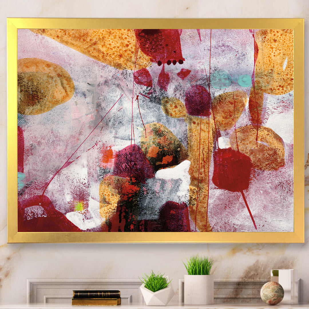 Abstract Watercolor with Red and Yellow Framed Print Vibrant Gold - 1.5" Width