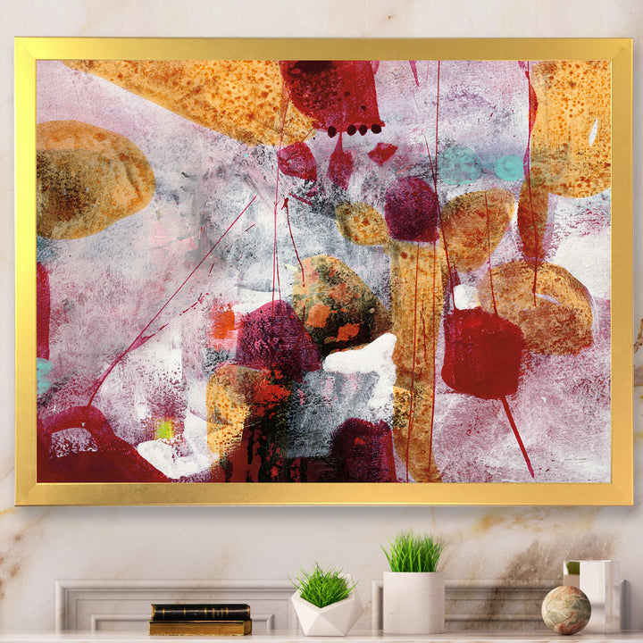 Abstract Watercolor with Red and Yellow Framed Print Vibrant Gold - 1.5" Width