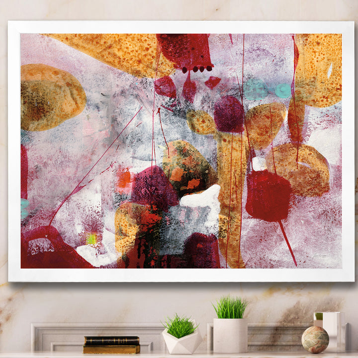 Abstract Watercolor with Red and Yellow Framed Print Matte White - 1.5" Width
