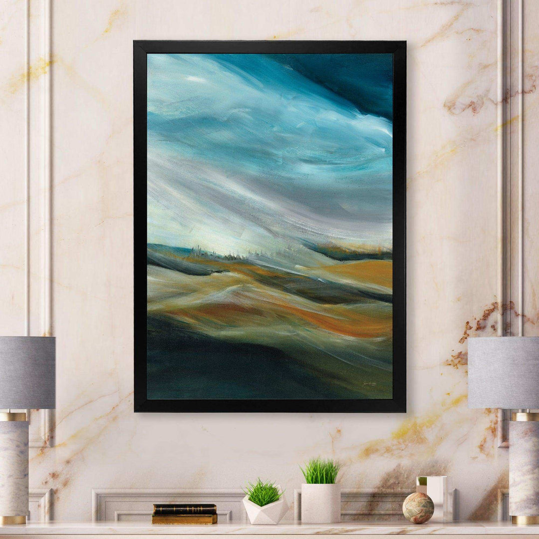 Watercolor Desert Storm Abstract Blue - Farmhouse Wall Art Prints
