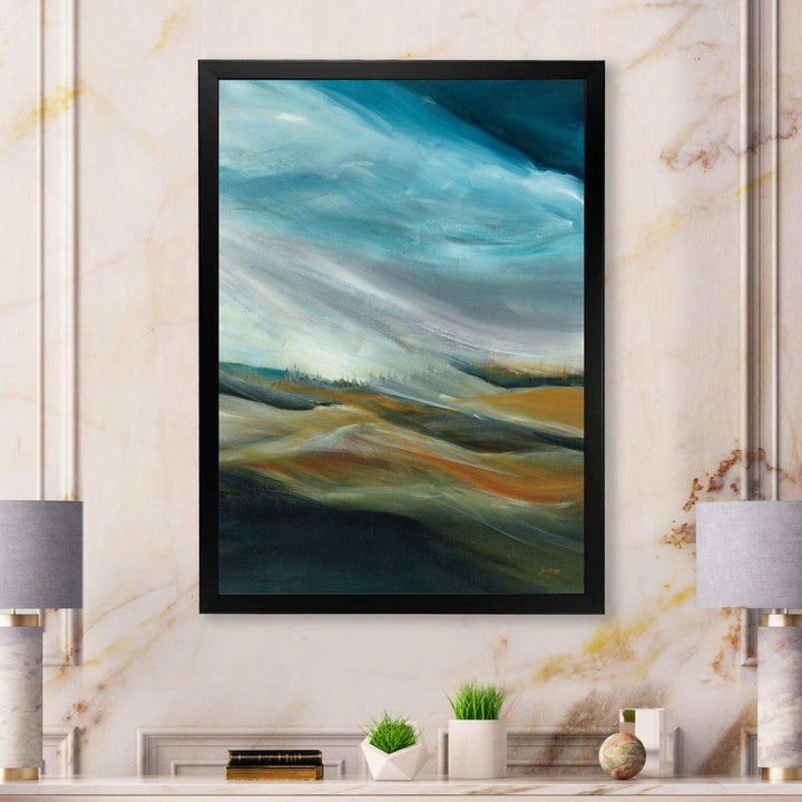 Watercolor Desert Storm Abstract Blue - Farmhouse Wall Art Prints