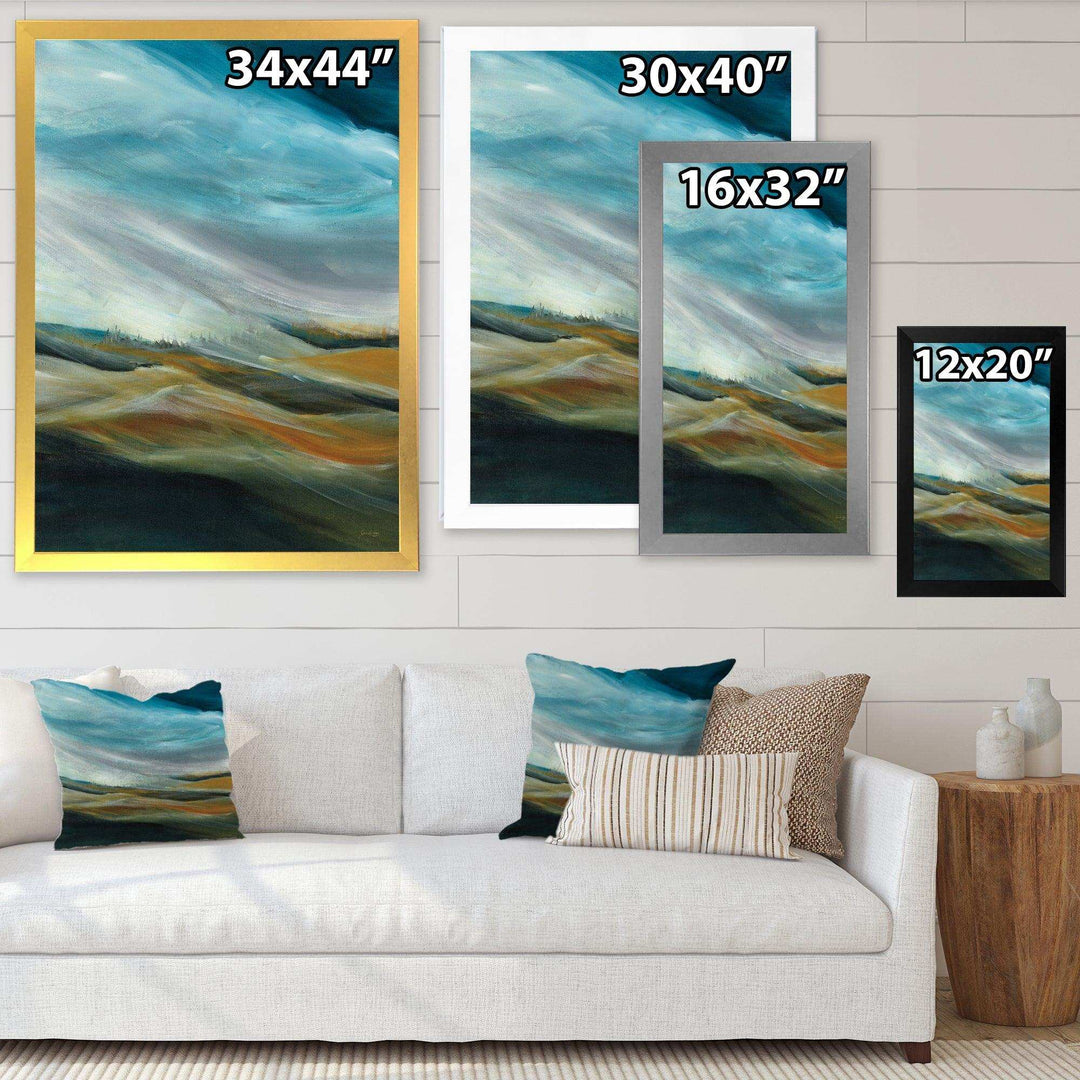 Watercolor Desert Storm Abstract Blue - Farmhouse Wall Art Prints