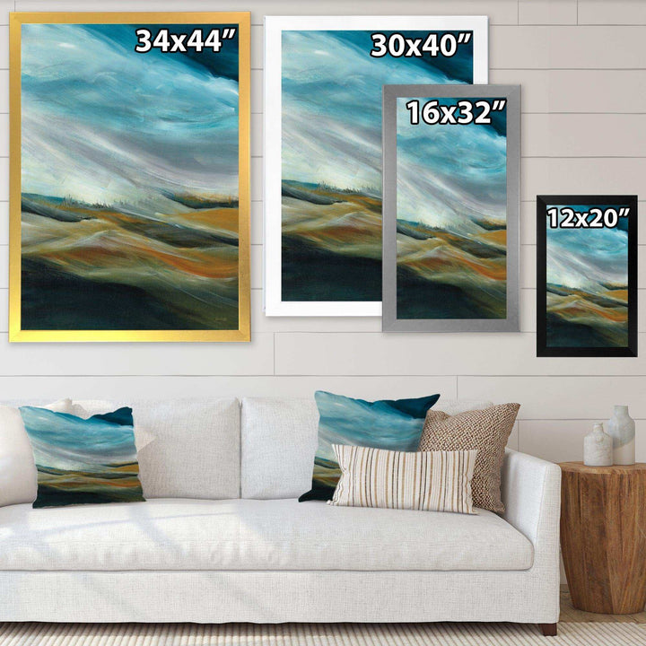 Watercolor Desert Storm Abstract Blue - Farmhouse Wall Art Prints