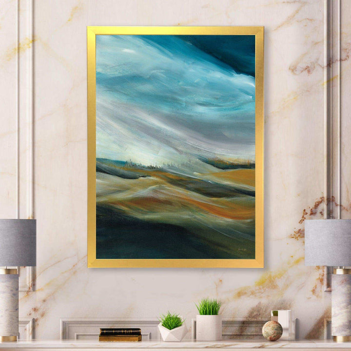 Watercolor Desert Storm Abstract Blue - Farmhouse Wall Art Prints
