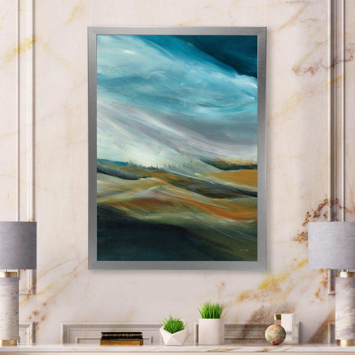 Watercolor Desert Storm Abstract Blue - Farmhouse Wall Art Prints
