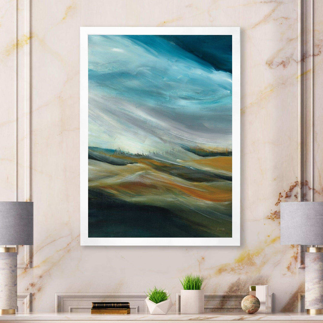 Watercolor Desert Storm Abstract Blue - Farmhouse Wall Art Prints