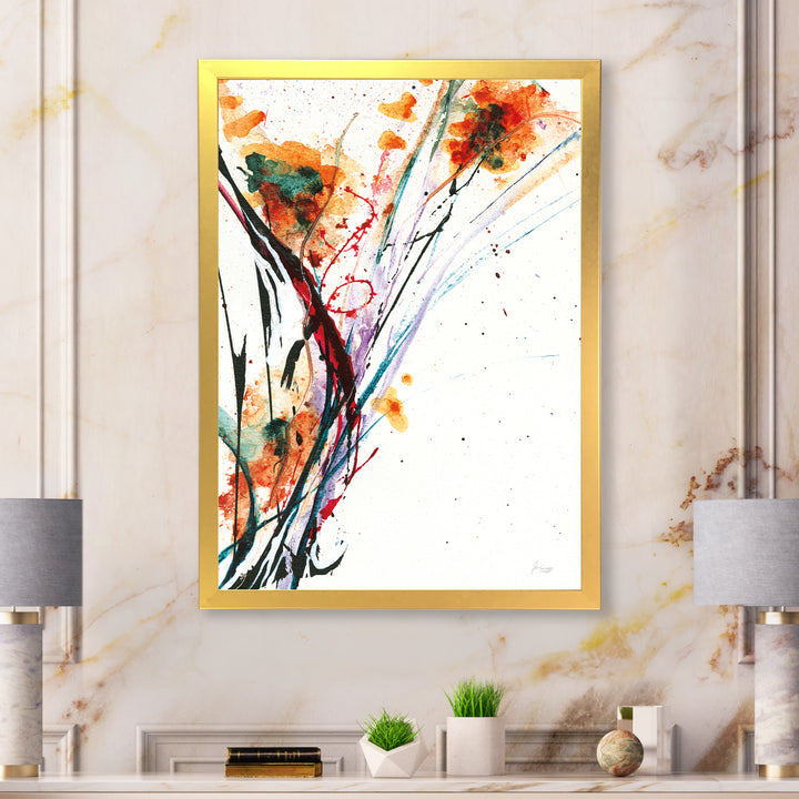 Abstract Orange Flowers Framed Print Vibrant Gold - 1.5" Width