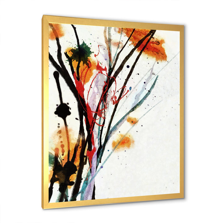 Abstract Orange Flowers Framed Print Vibrant Gold - 1.5" Width