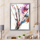 Abstract Purple and Blue Flowers Framed Print Matte White - 1.5" Width