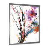 Abstract Purple and Blue Flowers Framed Print Matte White - 1.5" Width